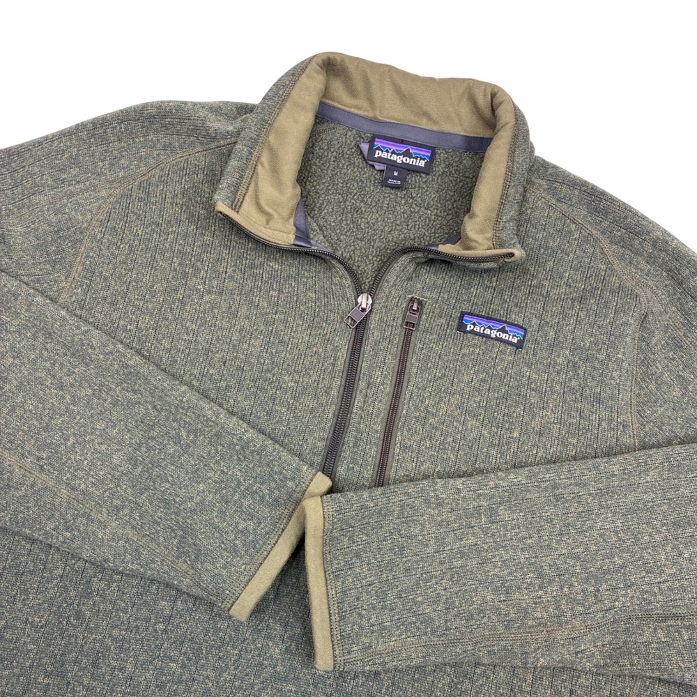 Patagonia Better Sweater 1/4 Zip Mens Medium Olive Green Fleece Pullover Jacket